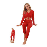 Women Crop Top Ribbed Ruched Long Sleeve Crop Top With Bottom